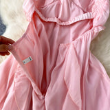 DAIIIBABYYY  -  Retro Ruffle chiffon halter off shoulder backless Dress asymmetrical Casual sweet High Waist evening Women Summer dresses