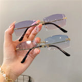 DAIIIBABYYY  - Shades For Women Wholesale Luxury Designer  Brand Designer Sunglasses Rimless Glasses  Vintage Rectangle Eyewear  UV400