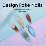 DAIIIBABYYY  -  24pcs Brown French False Nails 3D Gold Powder Design Almond Press on Nails for Lady Wearable Detchable Ins Simple Fake Nail Tips