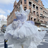 DAIIIBABYYY  -  Dai Lu Purple Princess Dress With Hair Clip Ribbon No Ribbon Super Immortal Wearing Princess Skirt Trail Adult Fairy Dress