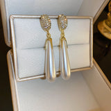 Daiiibabyyy  French Elegant Temperament Imitation Pearl Drop Shaped Long Earrings Party Premium Accessories for Womens Fashion Luxury Jewelry