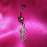 Daiiibabyyy  Y2K Accessories Shiny Crystal Dollar Belly Piercing Fashion Punk Sexy Body Piercing Belly Rings Jewelry Body Accessories