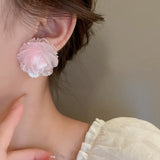 Daiiibabyyy Minar Korean Style Clear Multicolor Acrylic Flower Dangle Earrings for Women Large Floral Statement Earring Every Day Jewelry