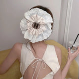 Daiiibabyyy  French Girly Lace Ruffle Cloud Flower Hair Claw Clips Soft Cotton Women Daily Wedding Elegant Lazy Bun Fashion Hair Accessories