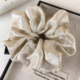 DAIIIBABYYY  -  Elegant Shiny Bright Silk Scrunchies Pink White Oversized Hair Ties Rope Lazy Low Ponytail Holder Women Student Girls Hair Bands