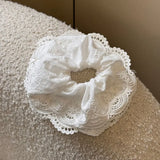 Daiiibabyyy  Gentle white lace hair band with wavy edge women's large intestine ring tied hair new high-end headband hair accessories