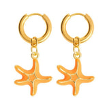 Daiiibabyyy  Personality Jewelry Accessories Enamel Fish Earrings Lip Alloy Charms Ear Buckle Dripping Oil Starfish Hoop Earrings Girls