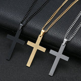 Daiiibabyyy Cross Pendant Necklace Christian Jesus Single Titanium Cross Necklaces Pendants Metal Choker  Punk Hip Hop Jewelry Gift