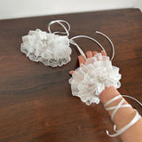 DAIIIBABYYY  -  Kawaii Lolita Lace Bow Leg Warmers Gloves Set Sweet Women Mesh Stocking Stuffers Set Leg Socks Y2K Leg Cover Accessories
