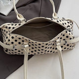Daiiibabyyy  Y2k Polka Dot Cylindrical Handbag Ins Trendy Personality Elegant Retro Glossy Leather Exquisite Small Capacity Daily Commuting