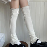 DAIIIBABYYY  -  Y2K Letter Label Knee-length Leg Cover Socks Ballet Strappy Ear Edge Calf Socks Stocking Lolita Gothic Japanese JK Stockings