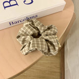 DAIIIBABYYY  -  Brown Color Lattice Scrunchies Women Girls Fashion Hair Accessories College Student Elastic Hair Bands Cartoon Ponytail Holder