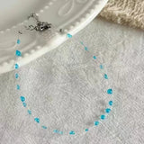 Daiiibabyyy  Simple Ice Blue Pink Dewdrop Bracelet Niche Friendship Handmade Bracelet Women Girls Sweet Fashion Jewelry Gifts