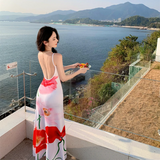 DAIIIBABYYY  -  Hot Girl Holiday Style Floral Print Sexy Strap Dress Women's Summer Slim Fit Wrap Hip Mermaid Dress Fashion Female Clothes