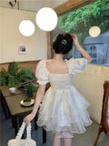 Daiiibabyyy  Summer Princess Skirt Sweet Three layer Yarn Skirt for Girls Pong Dress with Detachable Bow  birthday dress for women