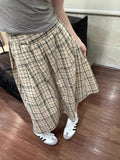 Daiiibabyyy  Vintage Plaid Skirt Women Preppy Style Harajuku Long Skirts Japanese Style Casual High Waist Maxi Skirts Streetwear