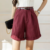 Daiiibabyyy  Fashion Overalls Shorts Women Spring Summer Casual High-waisted Wide Leg Pants Short Pants with Belt Outwear Black Shorts 2025