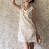 Daiiibabyyy  Celebrity small fragrant wind splicing sequined sleeveless dress women's summer  gentle wind slim small vest skirt