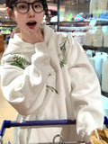 DAIIIBABYYY  -  Cotton Floral Embroidery Hooded Sweatshirt for Autumn and Winter Thick American Style New Sweet Pullover Jacket Loose Top