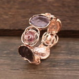 Daiiibabyyy  Enamel Colored Oil Rose Bracelet Geometric Hollowing Out Elastic Buckle Elastic Flower Bangle Ethnic Chinese