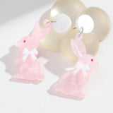 Daiiibabyyy  Cute Acrylic Bowknot Rabbit Drop Earrings for Women New Cartoon Animals Dangle Earring Easter Jewelry Gifts