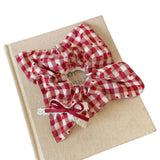 Daiiibabyyy  Women's Scrunchies Sweet Style Red Checkered Heart Shaped Hair Band Sweet Lace Hair Hair Tie Square Scarf Hair Tie Leather Band