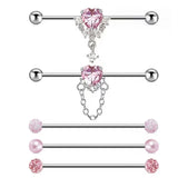 DAIIIBABYYY  -  1PC Industrial Piercing Barbells Jewelry Stainless Steel CZ Heart Ball Pearl Cartilage Helix Earring Body Piercing for Women Men