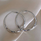 Daiiibabyyy  New Trendy Silver Color Big Circle Hoop Earrings for Women Exaggerated Metal Geometric Smooth Round Earrings Jewelry Gift