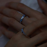 DAIIIBABYYY  -  1Pair Glow In Dark Luminous Blue Green Light Star Ring Fluorescent Heart Ring Women Men Couples Finger Rings Jewelry Adjustable