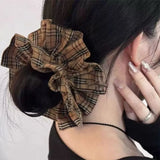 Daiiibabyyy  1PC Retro Classic Brown Plaid Slim Waist Scrunchie, Fashionable Daily Commute Hair Accessory for Bun Hairstyles