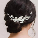 Daiiibabyyy  1Pc Flower Bride Wedding Hair Vine Pearl Bridal Hair Piece Leaf Hair Accessories Rhinestone Headband for Women and Girls