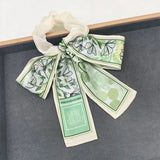 DAIIIBABYYY  -  Printed Bow Hair Rope Elegant Ribbon Ponytail Hair Band For Women Sweet Rubber Band Hair Ring Fashion Headdress Hair Accessories
