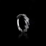 DAIIIBABYYY  -  Hip Hop Punk Silver Colour Cubic Zirconia Set Lightning Open Ring Men's and Women's Trend Dazzling Finger Ring