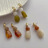 Daiiibabyyy  Korean Style Irregular Mix Color Contrasted Resin Hanging Dangle Earrings  for Women 14K Real Gold Plated Copper Jewelry