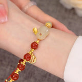 Daiiibabyyy Hetian Jade Bracelets for Women Girl Agate Lovely Rabbit Jewelry Birthday Gift Dropshipping