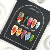 DAIIIBABYYY  -  10pcs Handmade Press on Nails 3D Colorful Flower Cherry Design False Nails Wearable European Almond Shaped Fake Nail Patches