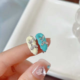 Daiiibabyyy  1Pcs Colorful Zircon Drop Glaze Ear Cuff for Women Korean Sweet Cute Non-Piercing Ear Wrap Ear Clip Y2K Jewelry Gifts
