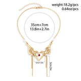 DAIIIBABYYY  -  Y2K Style Strap Heart Pendant Necklace for Women Sweet Personality Hollow Love Pearl Tassel Chain Choker Gothic Fashion Jewelry