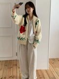 Daiiibabyyy  Autumn New Knitted Jacket Women  Anti-Aging Flower Casual Loose Layering Sweater Open Cardigan Fashion Ladies' Wear