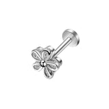 DAIIIBABYYY  -  1Piece Flower Moon Snake CZ Nose Hoop Butterfly Leaf Daith Conch Helix Stud Earrings Internal Thread Piercing Surgical Steel 16G