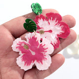 Daiiibabyyy  Sweet Acrylic Pink Flower Pendant Earrings for Women Cute Resin Big Petal Dangle Earring Jewelry Gifts Accessory