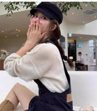 DAIIIBABYYY  -  French Retro Hollow Woven Flat Top Berets Cap for Women Summer Thin Breathable Versatile Sunscreen Casual Literary Newsboy Hat