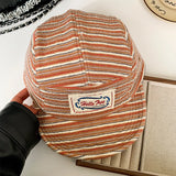 DAIIIBABYYY  -  Japanese Niche Striped Patch Design Baseball Cap for Men and Women Spring and Autumn Five-panel Short Brim Flat Edge Sports Hat