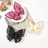 Daiiibabyyy  Large Double-layer Hollow Butterfly Grab Clip Diamond-encrusted Hairpin  Shark Clip  Disc Hair Clip  Fashion Headgear