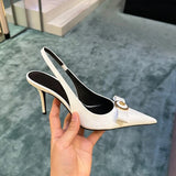 Daiiibabyyy  Handmade Slim Heel High Heels Women Size 32-45 French Style Pointed Toe Bow Low Cut Boutique Shoes Summer