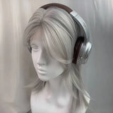 Daiiibabyyy  Synthetic Cosplay Wig Silver Women Wigs Hair Extensions Lace Front Wig Wolf Cut Hairstyle with Hair Bangs for Women Cosplay Use