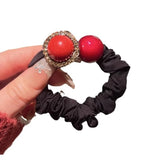 DAIIIBABYYY  -  Fashion red square hair band women's high-end versatile ponytail headband Korean version of ball hair new hair accessories