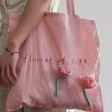 Daiiibabyyy  New Korean All Match Letter Embroidery Underarm Bag Women Y2k Aesthetic Sweet Flower Patchwork Shoulder Handbags Fashion