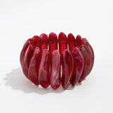Daiiibabyyy  Exaggerated Wine Red Resin Wide Cuff Bangles Hip Hop Geometric Acrylic Bracelet Bangles For Women Men Ring Jewelry Set