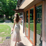 DAIIIBABYYY  -  Pure Sexy Lace Strap Dress Women's Summer Three-dimensional Flower Slim Fit Mermaid Long Dress Fashion Female Clothes